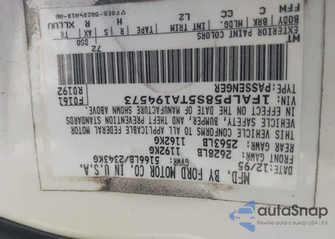 1996 Ford Taurus Lx из США, поврежденный, VIN 1FALP58S5TA194573